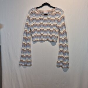 Willow & WInd Womens Sm Crop Sweater 70s Retro Festival‎ Coastal Cowgirl Boho